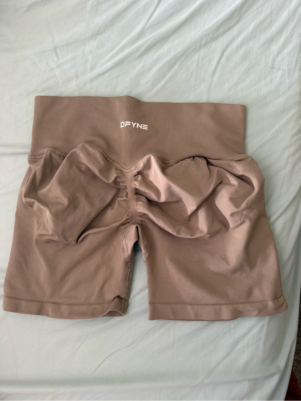 DFYNE High-Rise Bike Shorts — Taupe - Picture 1 of 3